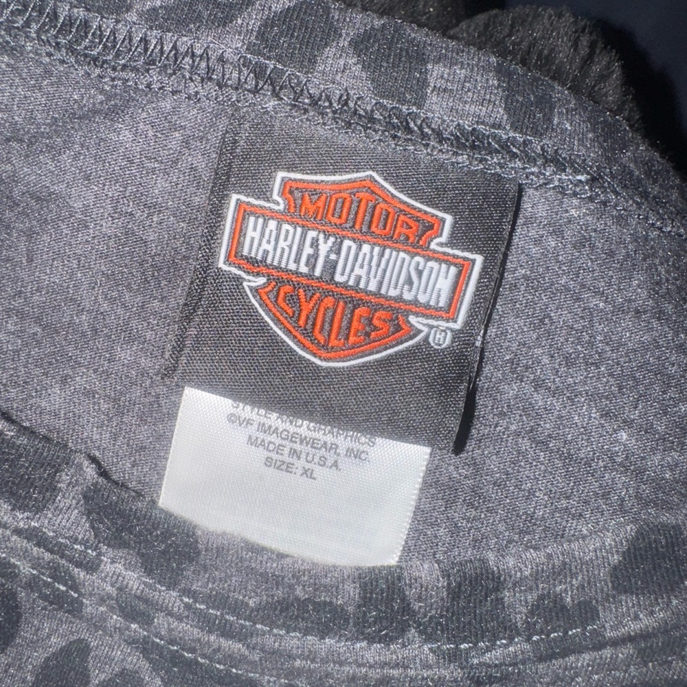 Harley-Davidson Gray Leopard Print Logo Dress with Metallic Script - Picture 4 of 4